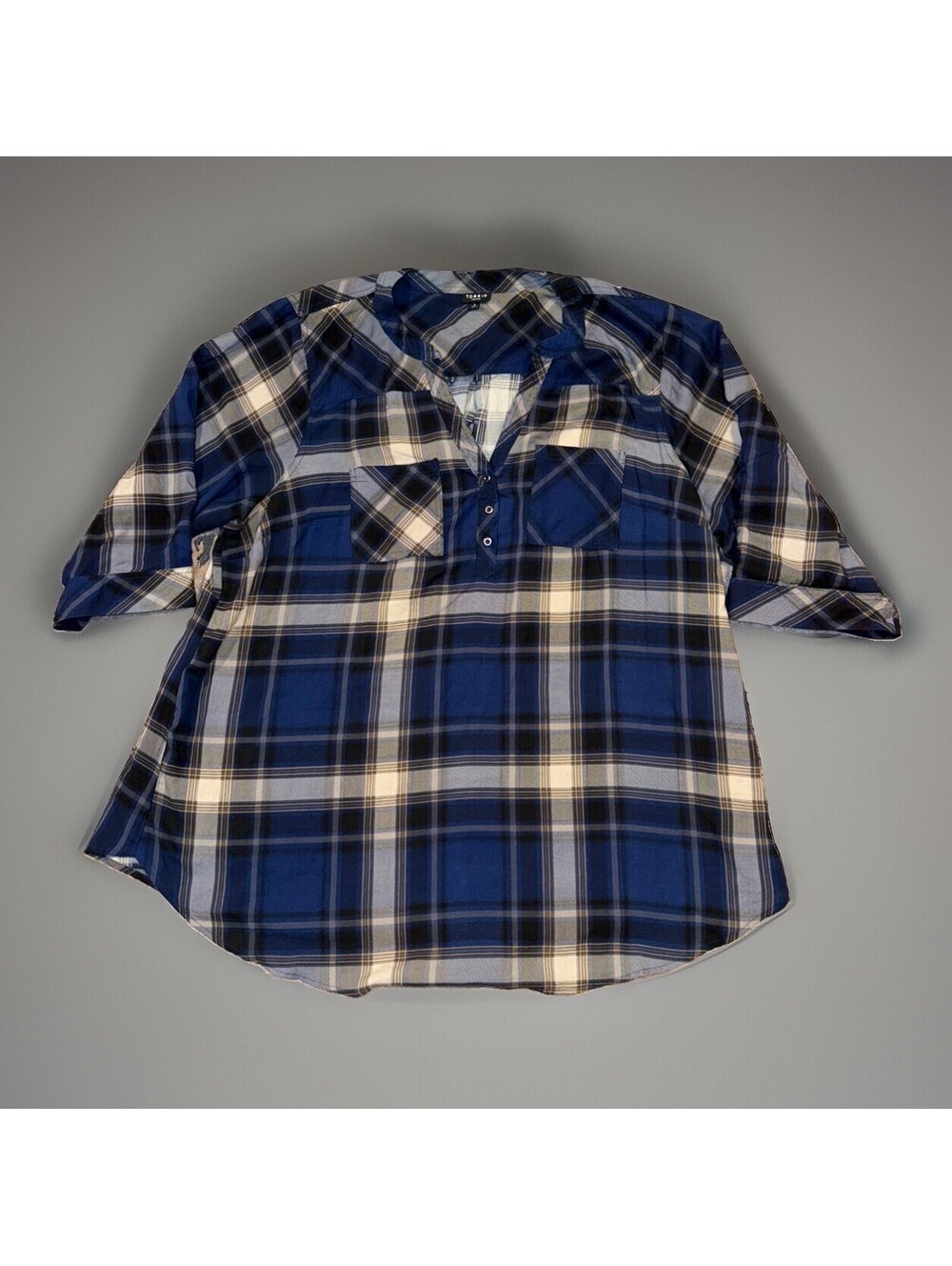 Torrid Harper Blue Plaid Button Up Plus Size 1